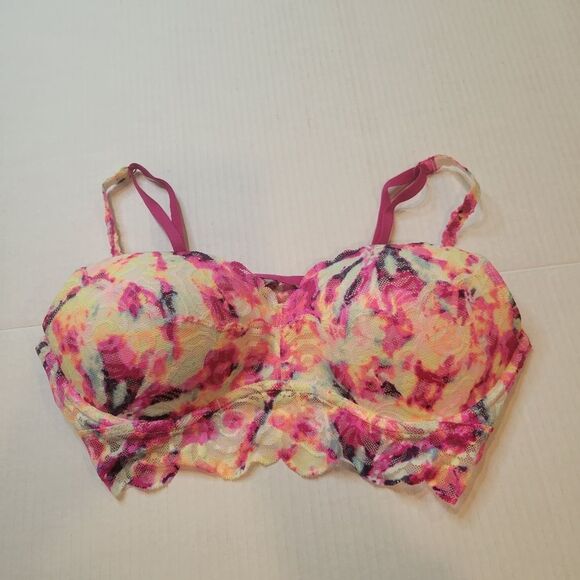 Victoria Secret Lace Bralette Bra - Multicolor Size Large - Picture 1 of 4